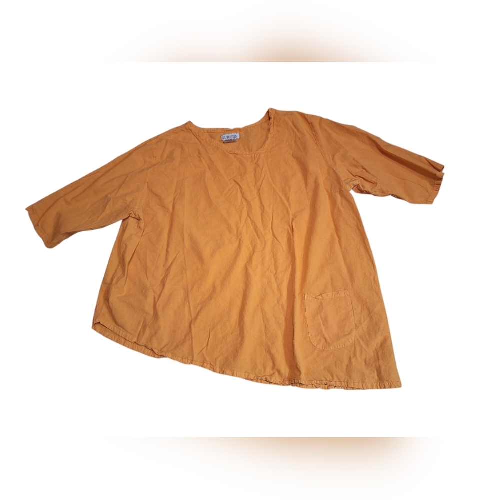 Silhouettes Oversized Orange 100% Cotton Tunic Plus Size 5X Asymmetric Lagom
